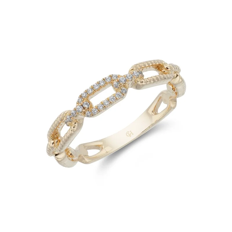 9ct Yellow Gold Brilliant Cut 0.08ct Diamond Link Fancy Band