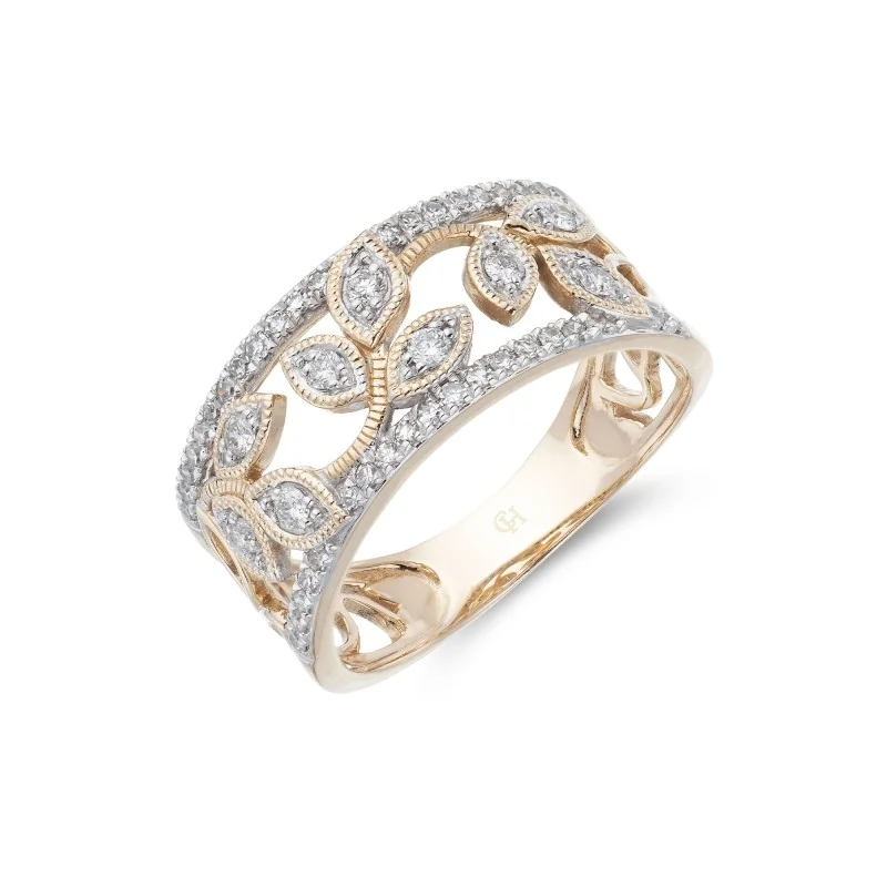 9ct Yellow Gold Brilliant Cut 0.29ct Diamond Fancy Band 1