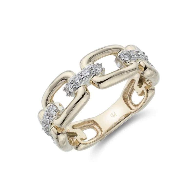 1857 9ct 2 Colour Gold Brilliant Cut 0.50ct Diamond Fancy Band