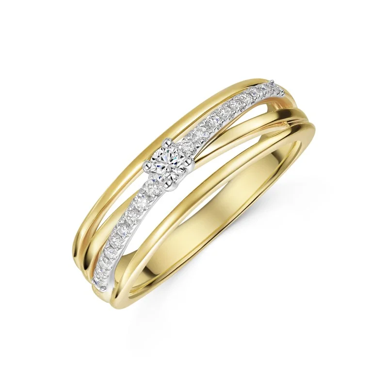 9ct 2 Colour 0.20ct Round Brilliant Diamond Crossover Band