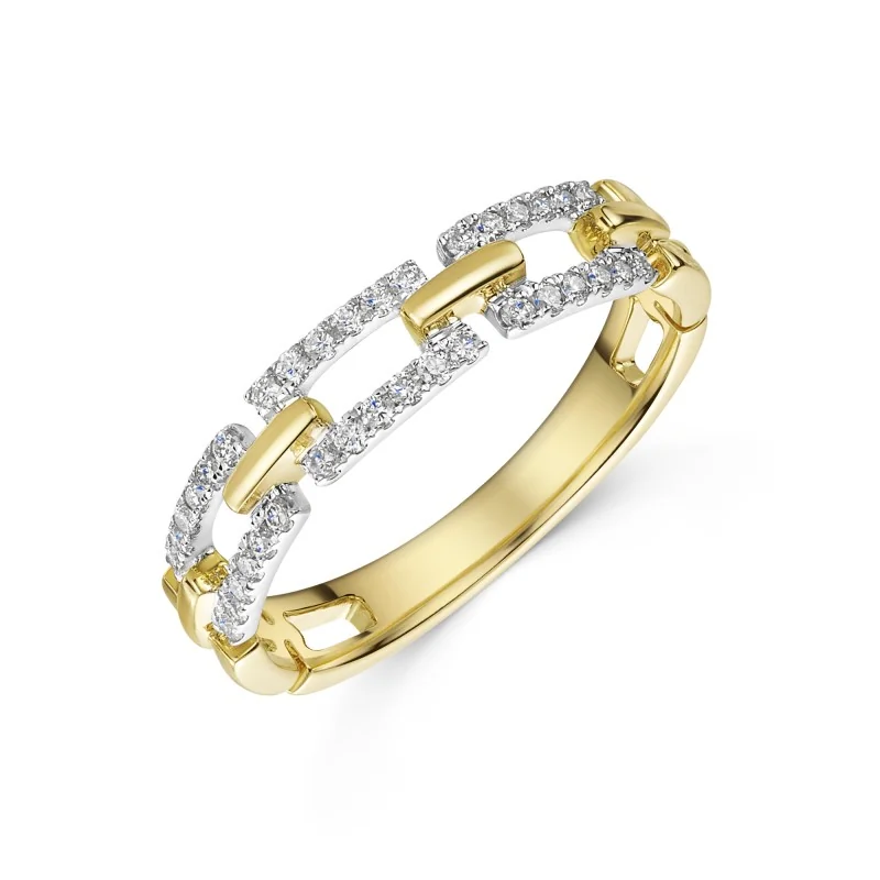 9ct 2 Colour Link 0.18ct Round Brilliant Diamond Fancy Band