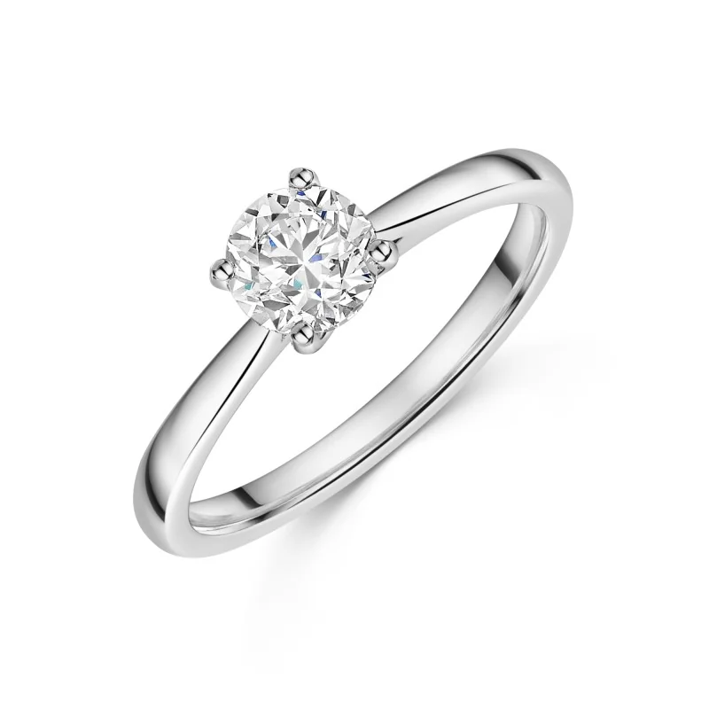 Platinum Sweeping 0.75ct Round Brilliant Diamond Solitaire Ring