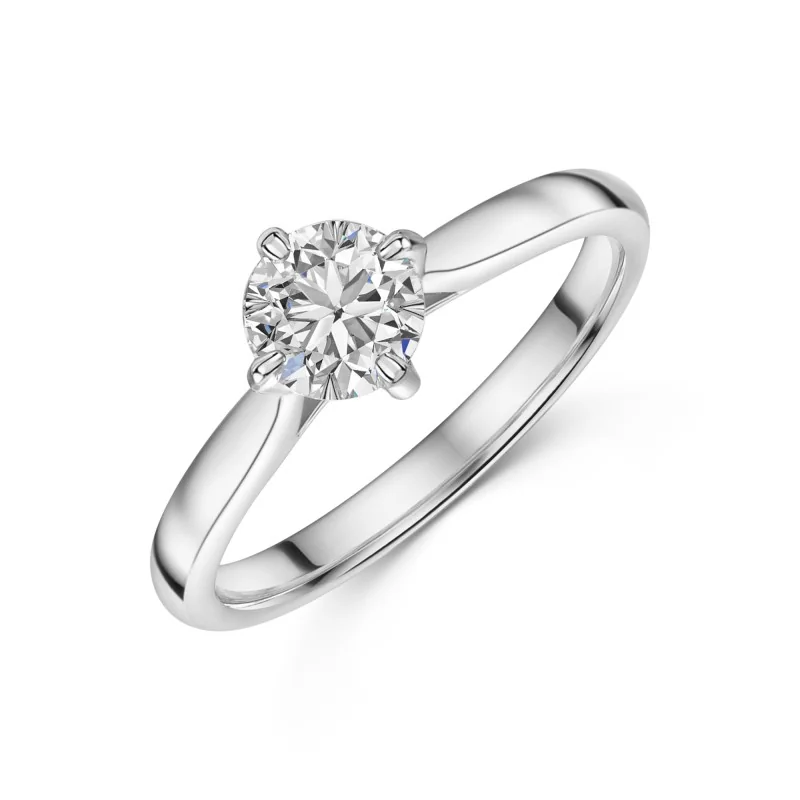 Platinum Round Brilliant Compass Set 0.75ct Diamond Solitaire Ring