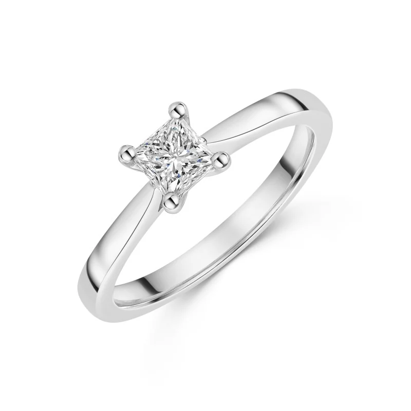Platinum Princess Cut 0.50ct Diamond Solitaire Ring