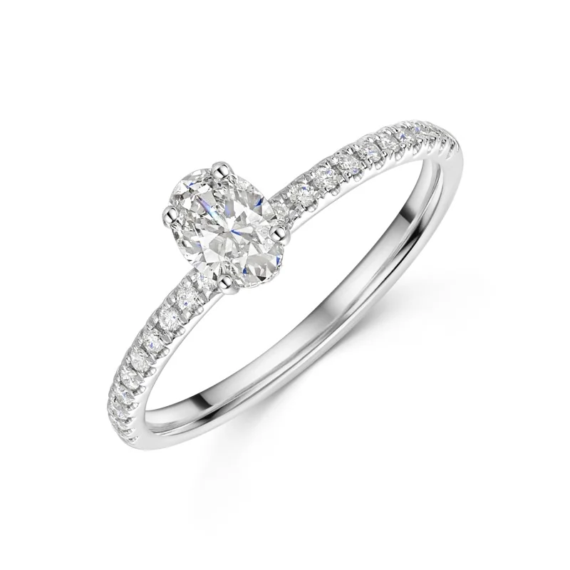 Platinum Tulip Set 0.50ct Oval Diamond Solitiare