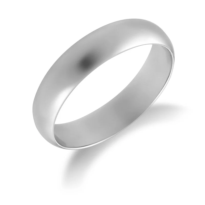 9ct White Gold D-Shape 5mm Wedding Ring