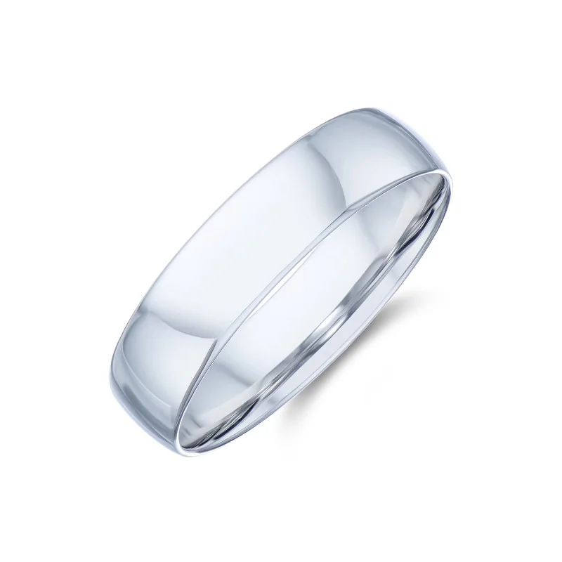 9ct White Gold 5mm Light Court Mens Wedding Ring
