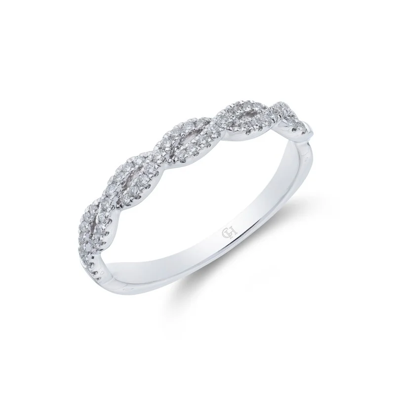 9ct White Gold Brilliant Cut 0.23ct Diamond Twist Fancy Band