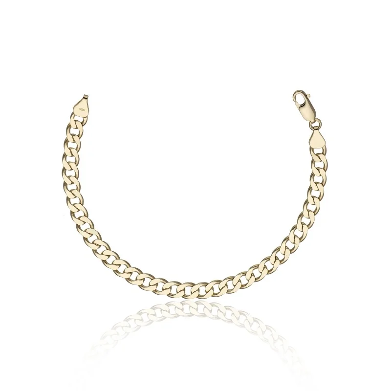 18ct Yellow Gold Gents 6.10mm Curb Bracelet