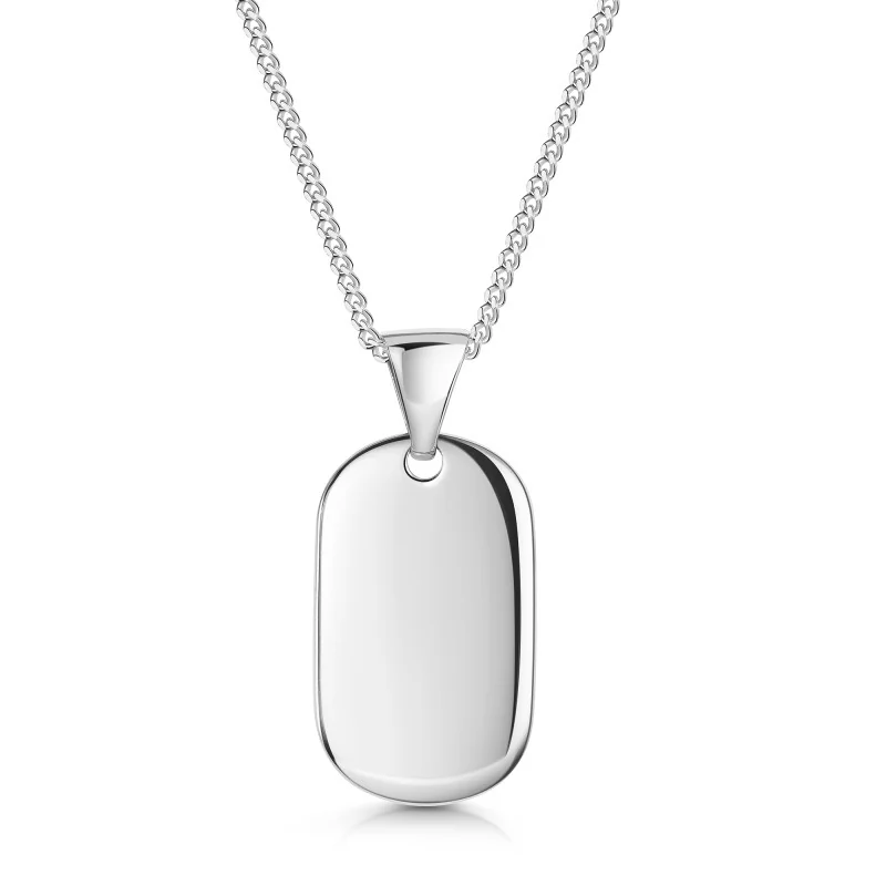 Silver Oval Dog Tag Pendant