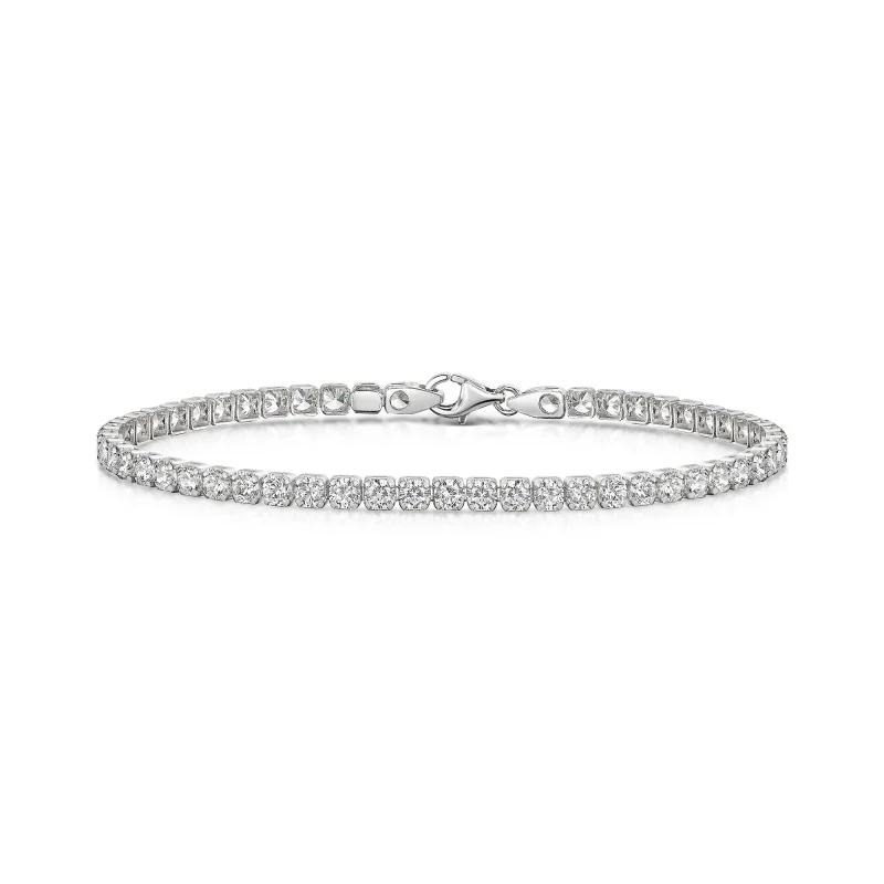 Silver 4 Claw Cubic Zirconia Gents Tennis Bracelet