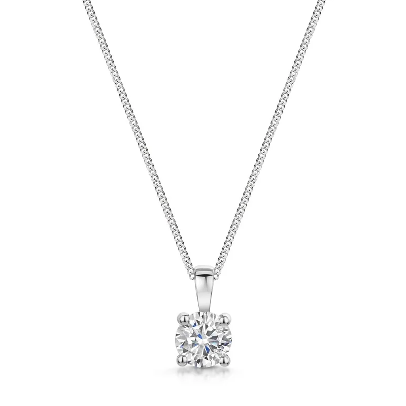 18ct White Gold 4 Claw 1.20ct Round Brilliant Diamond Solitaire Pendant