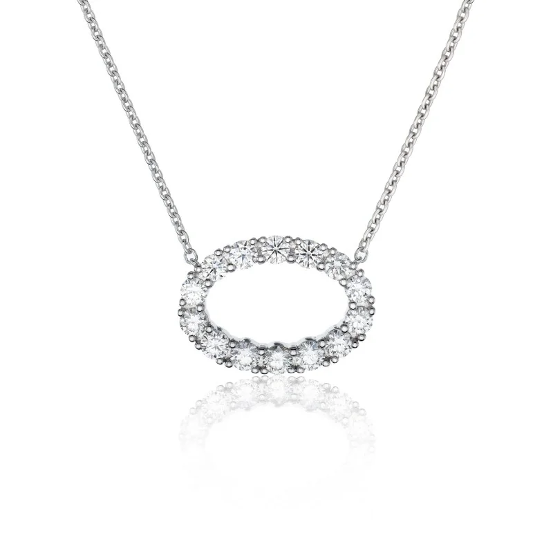 18ct White Gold 0.80ct Round Brilliant Diamond Fancy Oval Pendant