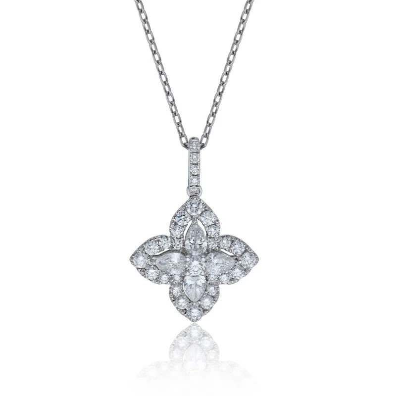 18ct White Gold 0.73ct Round Brilliant Cut Diamond Pendant Necklace