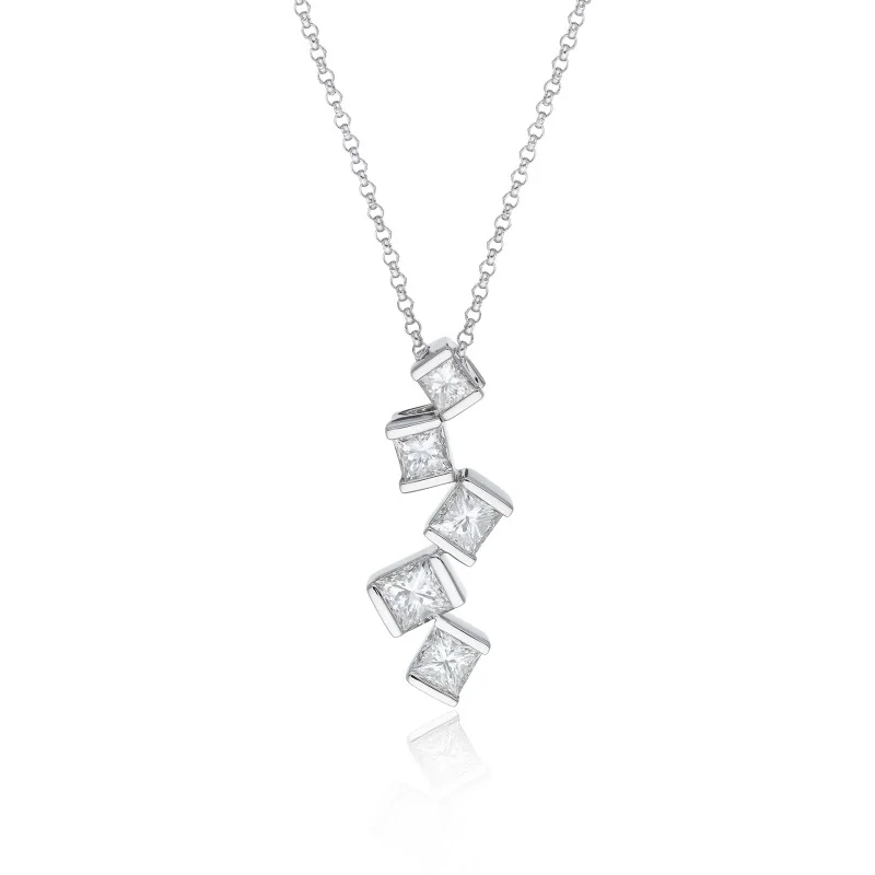 18ct White Gold Princess Cut Diamond 0.80ct Pendant