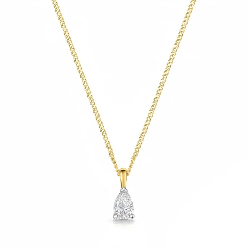 18ct Yellow Gold Pear Cut 0.60ct Diamond Solitaire Pendant