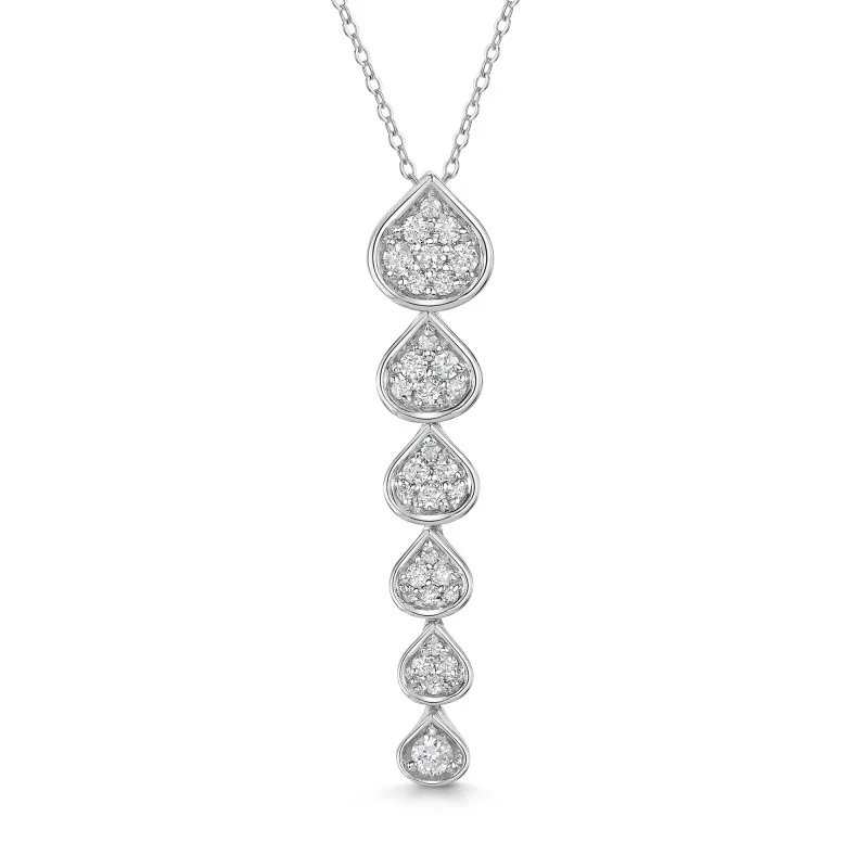 9ct White Gold 0.30ct Round Brilliant Cut Diamond Drop Pendant