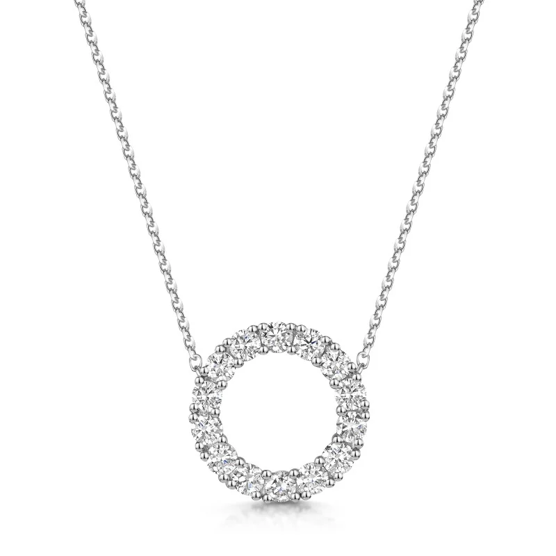 9ct White Gold Round Brilliant 0.75ct Diamond Circle Pendant