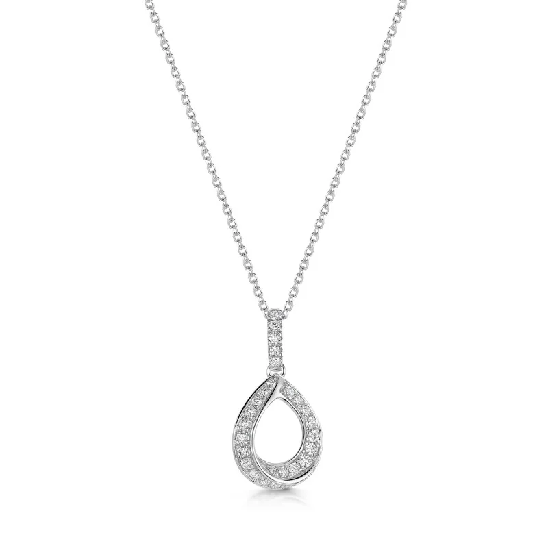 9ct White Gold Round Brilliant 0.20ct Diamond Drop Pendant