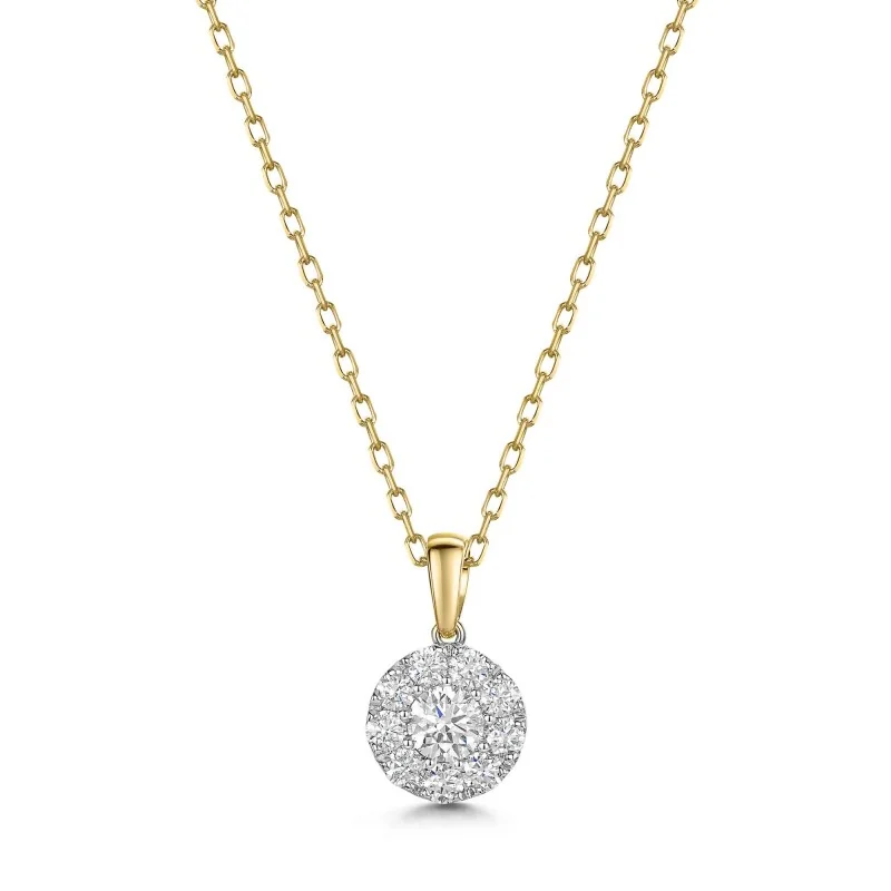 9ct Yellow Gold Round Brilliant 0.55ct Diamond Illusion Style Pendant