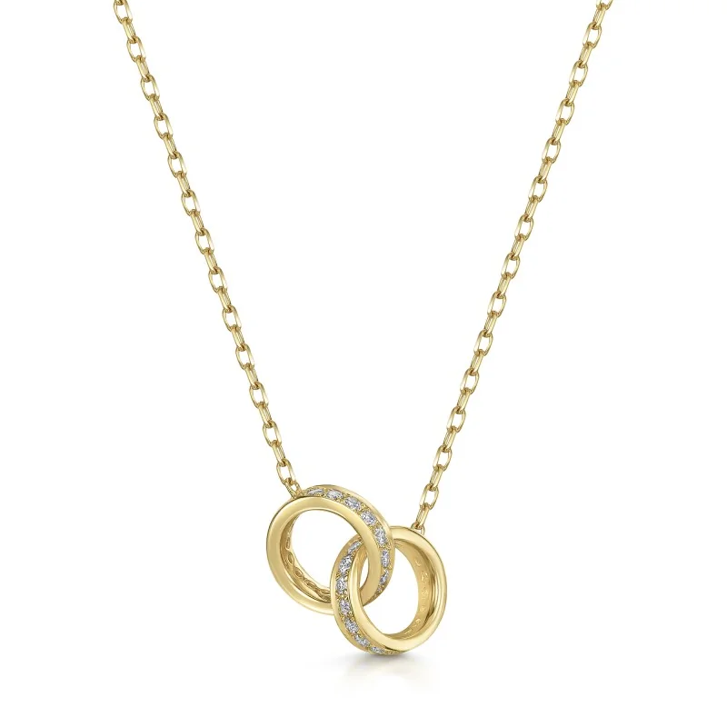 9ct Yellow Gold Round Brilliant 0.25ct Diamond Interlocking Ring Pendant