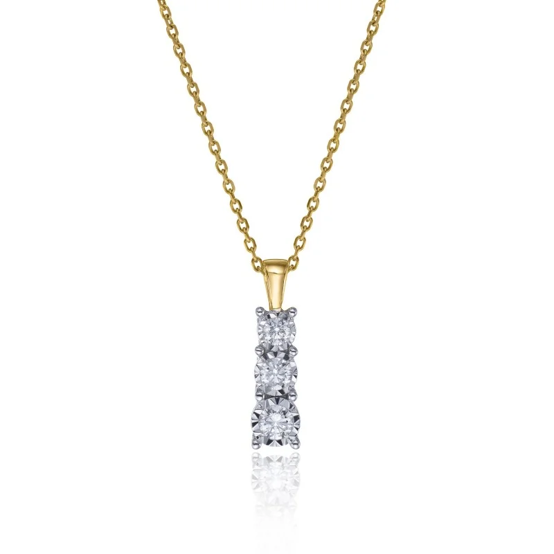 9ct Yellow Gold 0.24ct Diamond 3 Stone Pendant