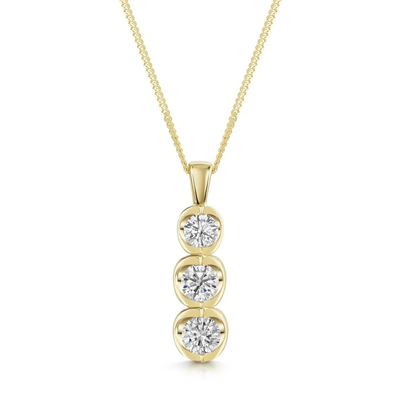 9ct Yellow Gold Round Brilliant 0.75ct Diamond Pendant