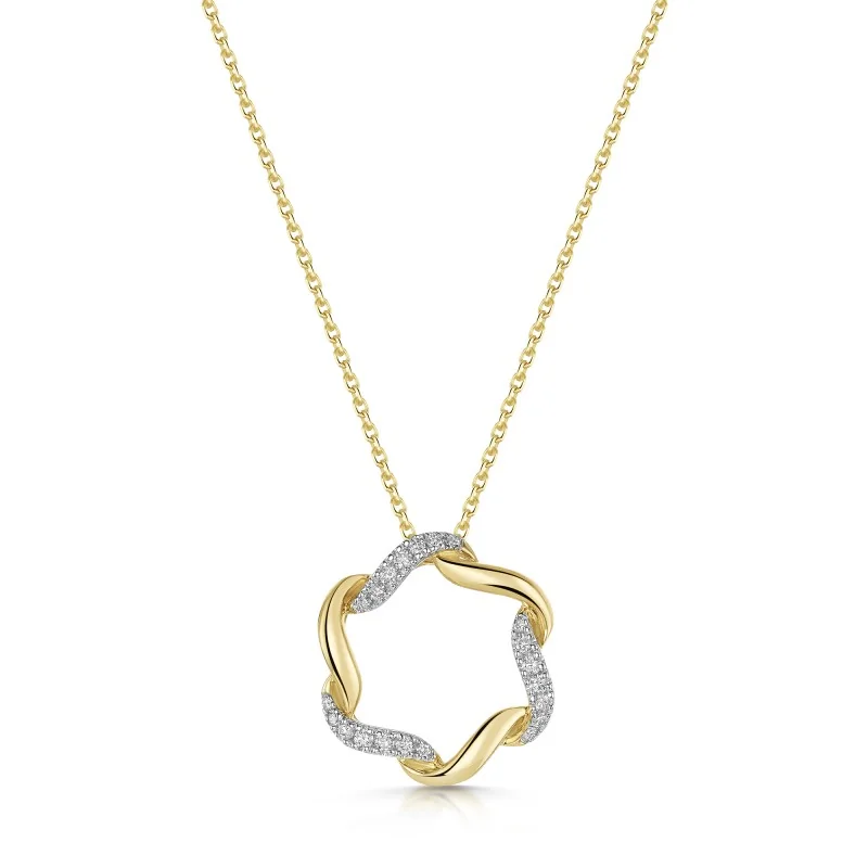 9ct Yellow Gold Round Brilliant 0.15ct Diamond Circle Pendant