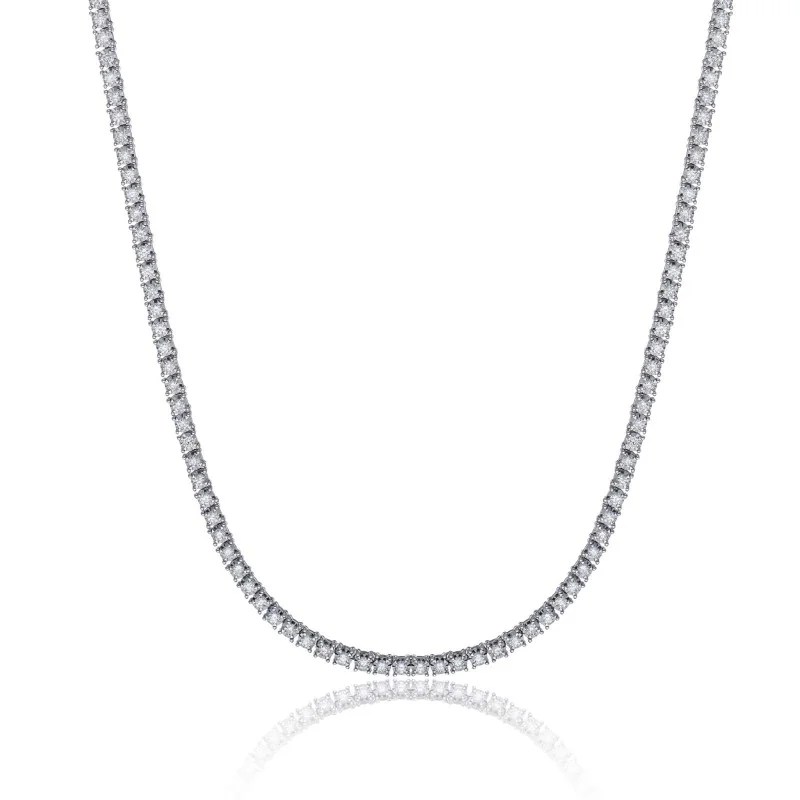 9ct White Gold Brilliant Cut 3.03ct Diamond Tennis Necklace