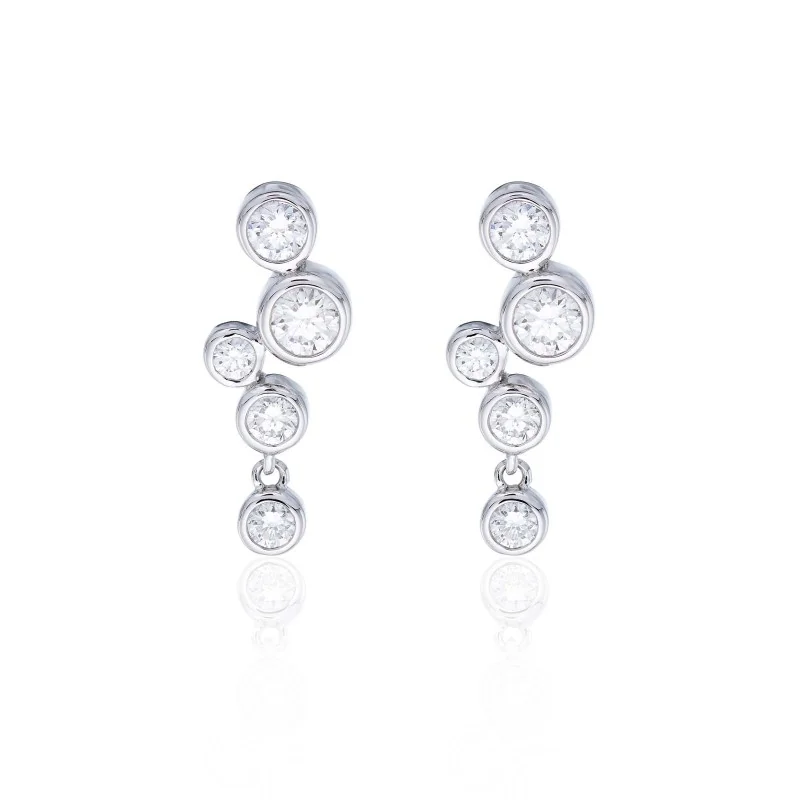 18ct White Gold Rub Over Brilliant Cut 0.71ct Diamond Drop Earrings