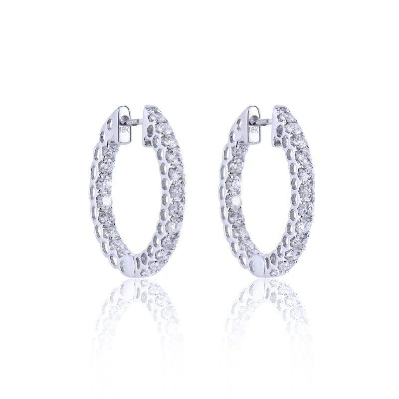 18ct White Gold Brilliant Cut 1.00ct Diamond Hoop Earrings