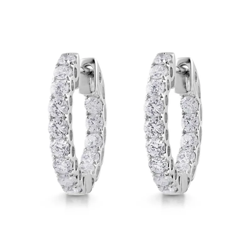 18ct White Gold Brilliant Cut 1.50ct Diamond Hoop Earrings