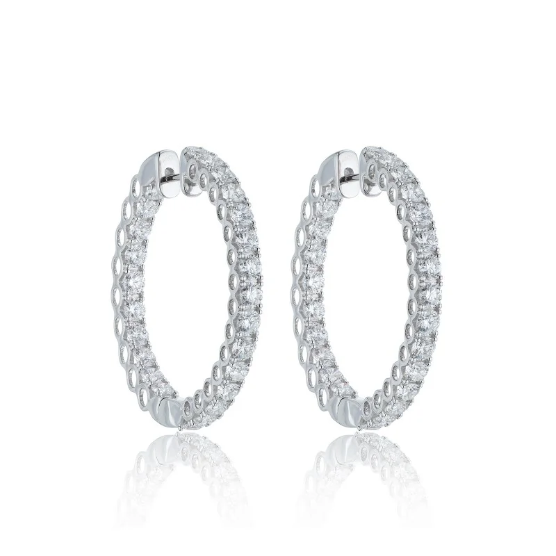 18ct White Gold Brilliant Cut 5.00ct Diamond Hoop Earrings