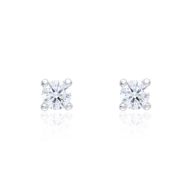 18ct Yellow Gold 0.50ct Round Brilliant 4 Claw Diamond Solitaire Earrings