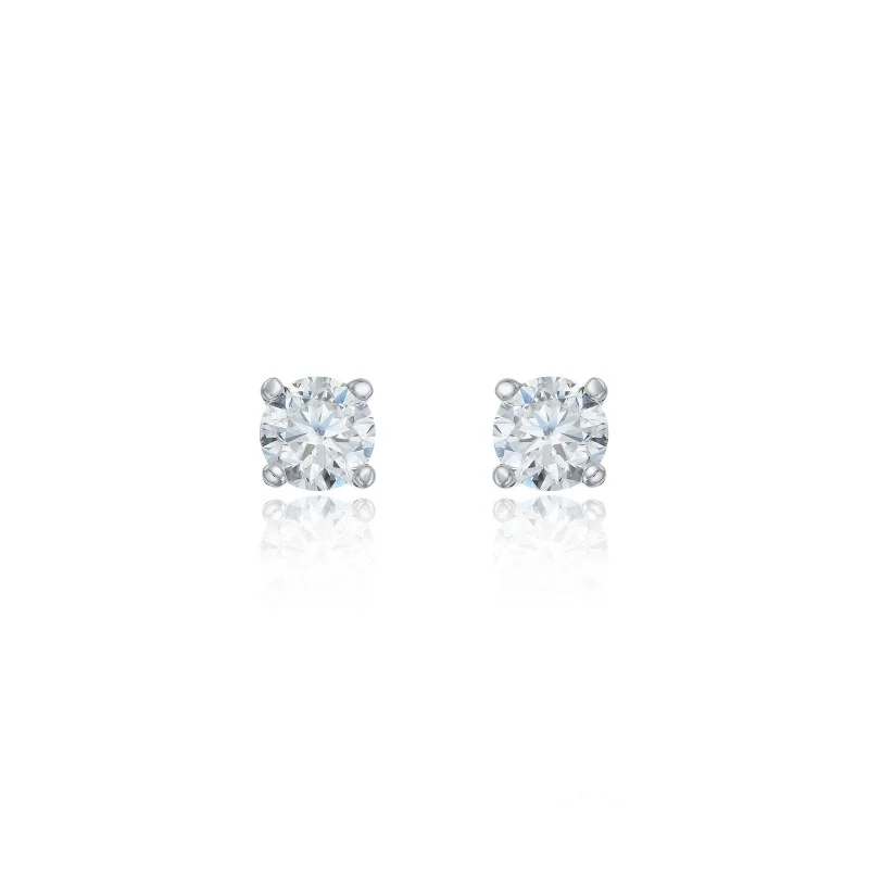 18ct Yellow Gold 0.75ct Round Brilliant 4 Claw Diamond Solitaire Earrings