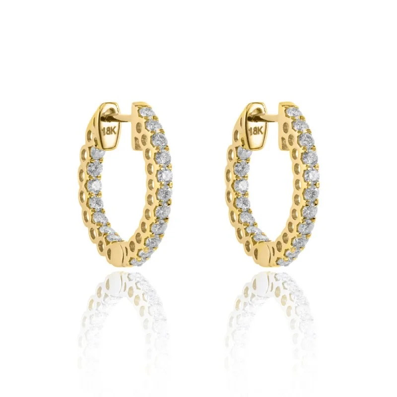 18ct Yellow Gold Brilliant Cut 0.50ct Diamond Hoop Earrings