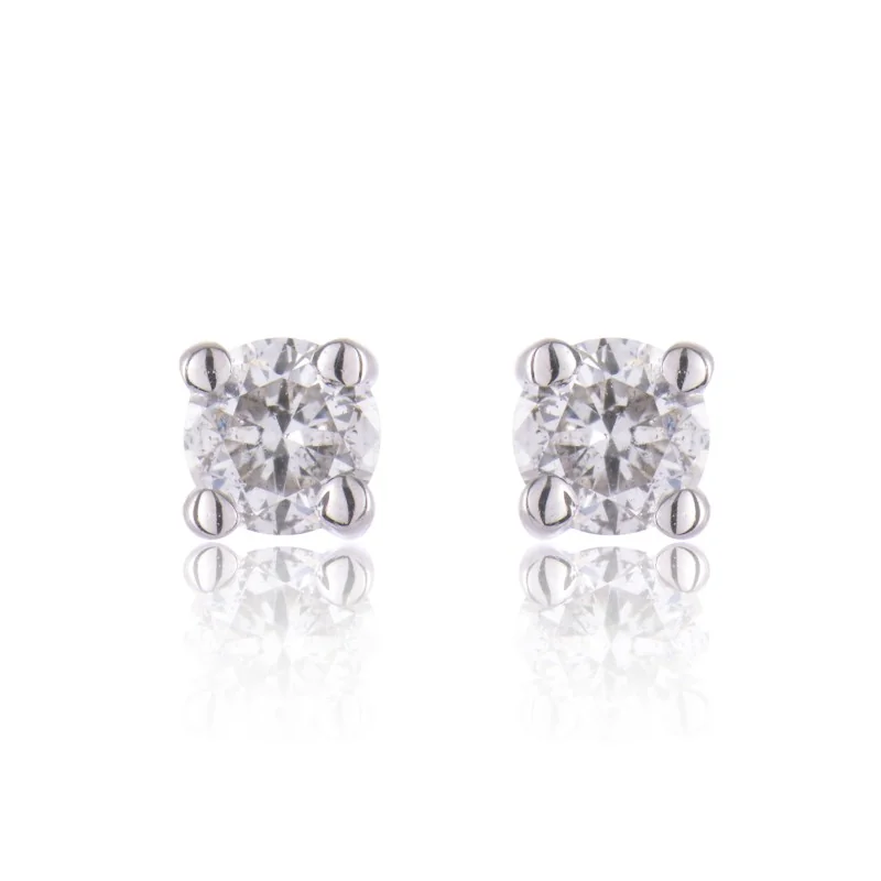9ct White Gold Brilliant Cut 0.10ct Diamond Stud Earrings
