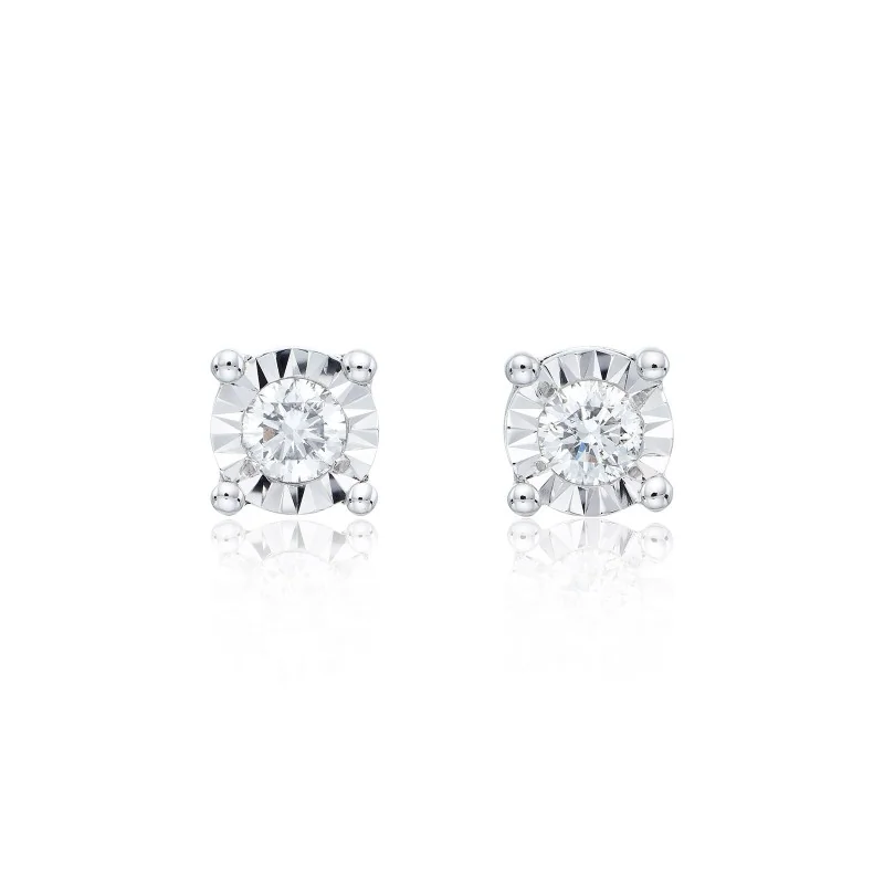 9ct White Gold Brilliant Cut 0.20ct Diamond Stud Earrings