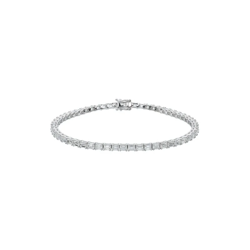18ct White Gold Emerald Cut 6.00ct Diamond Bracelet