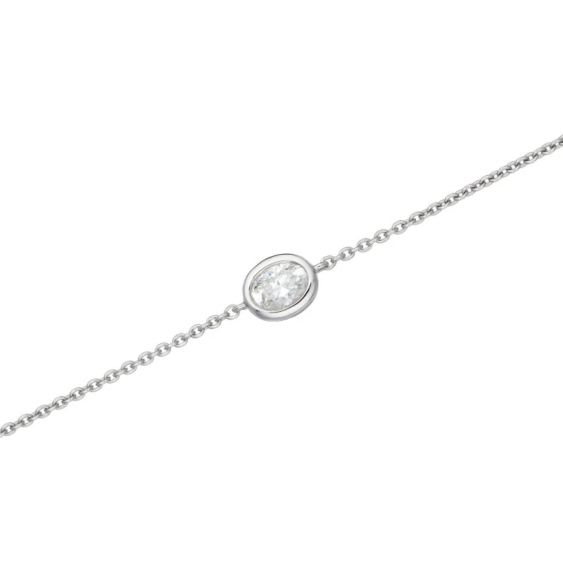18ct White Gold 0.30ct Oval Solitaire Diamond Bracelet