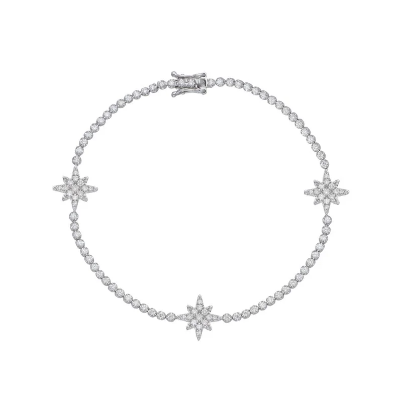 18ct White Gold Brilliant Cut 1.23ct Diamond Cluster Star Bracelet