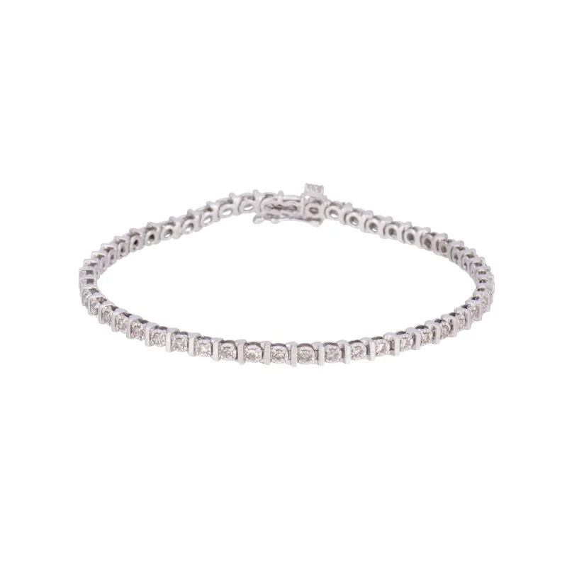 9ct White Gold 1.00ct Round Brilliant Cut Diamond Bracelet
