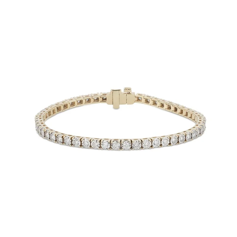 9ct Yellow Gold Brilliant Cut Diamond 2.00ct Tennis Bracelet