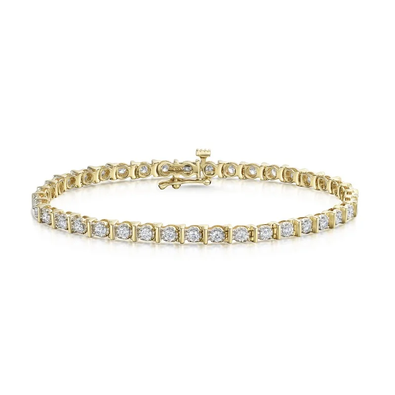 9ct Yellow Gold 1.50ct Bar Set Diamond Bracelet