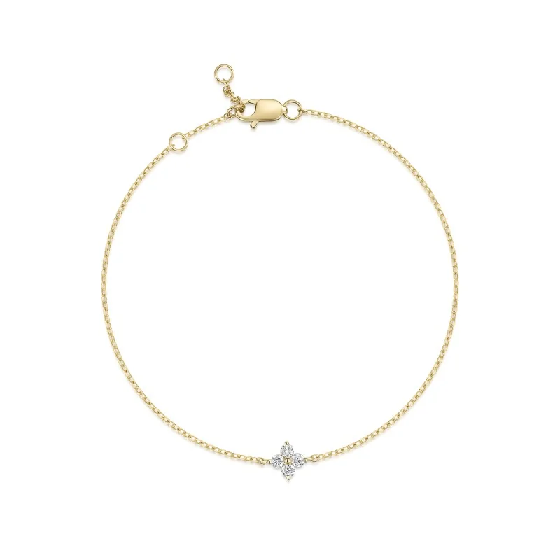 9ct Yellow Gold Round Brilliant 0.15ct Diamond Bracelet