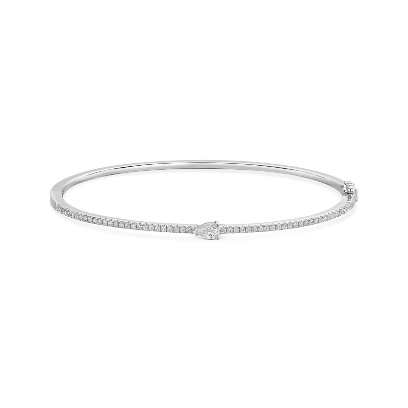 9ct White Gold 0.50ct Diamond Pear Bangle