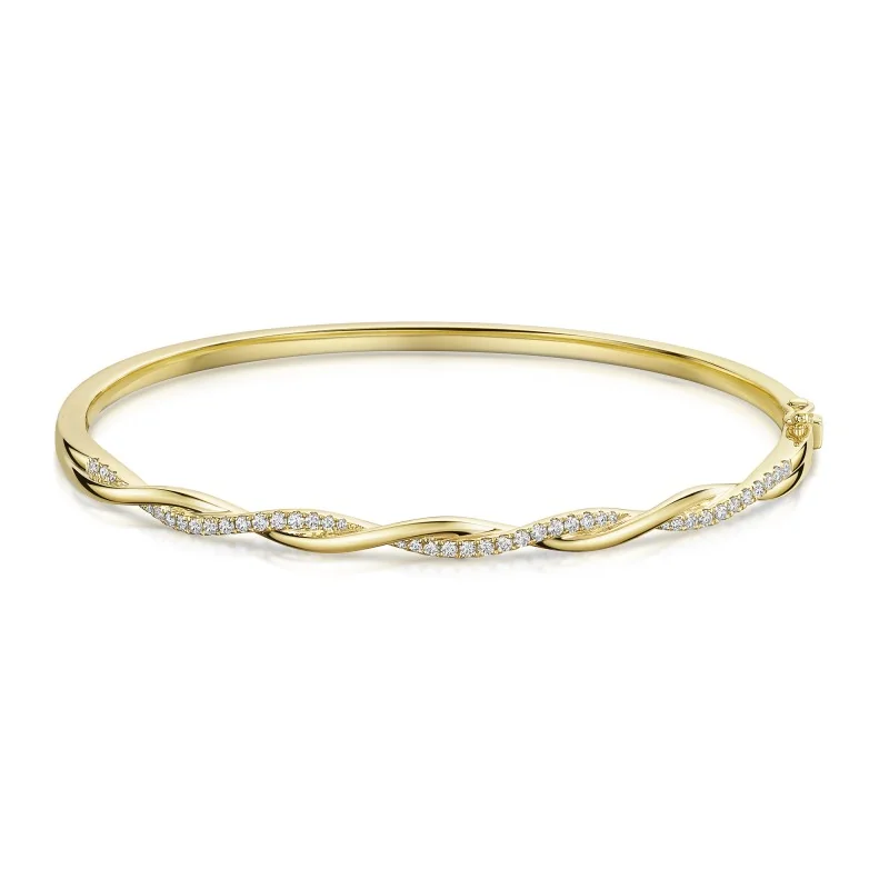 9ct Yellow Gold Round Brilliant 0.40ct Diamond Twist Bangle