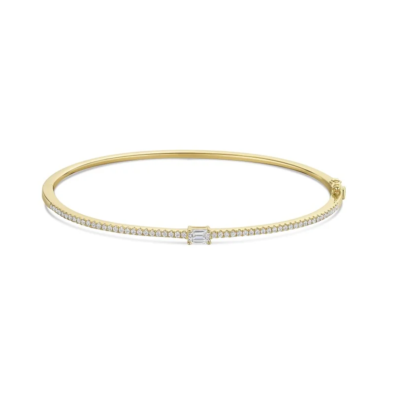 9ct Yellow Gold Emerald Cut 0.60ct Diamond Bangle