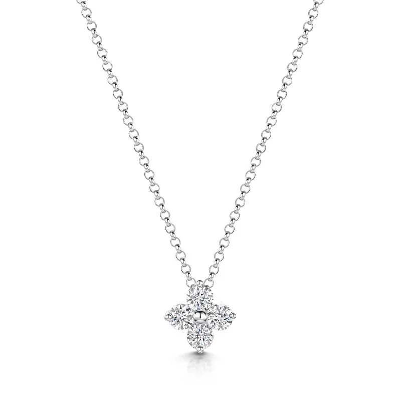 9ct White Gold Brilliant Cut 0.33ct Cluster Pendant Necklace