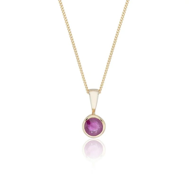 9ct Yellow Gold Ruby Rub Over Pendant